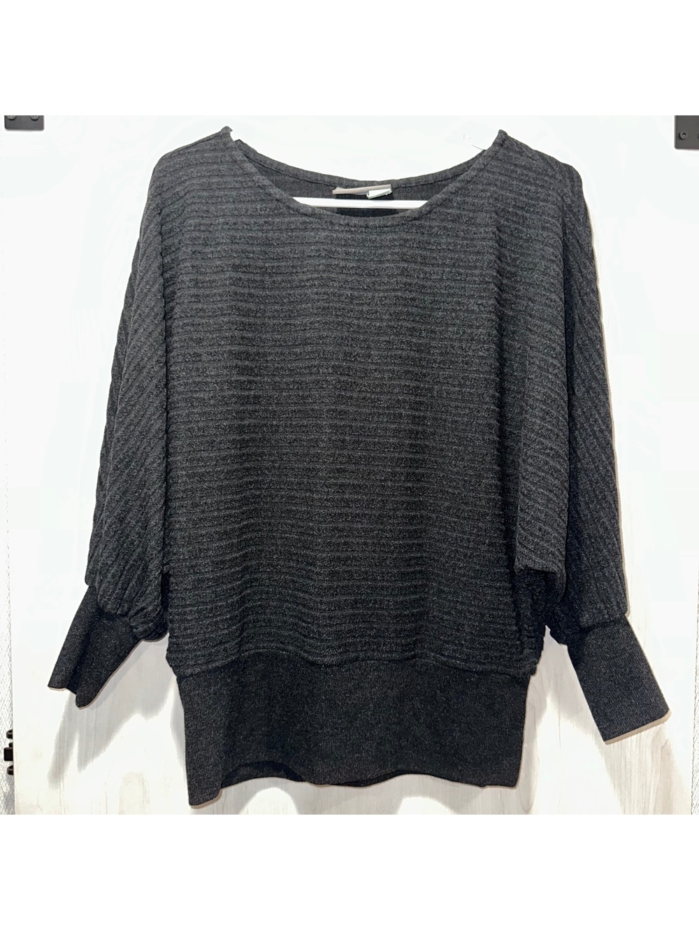 Anthropologie Saturday Sunday XS Petite Dolman Black Gray Knit Sweater